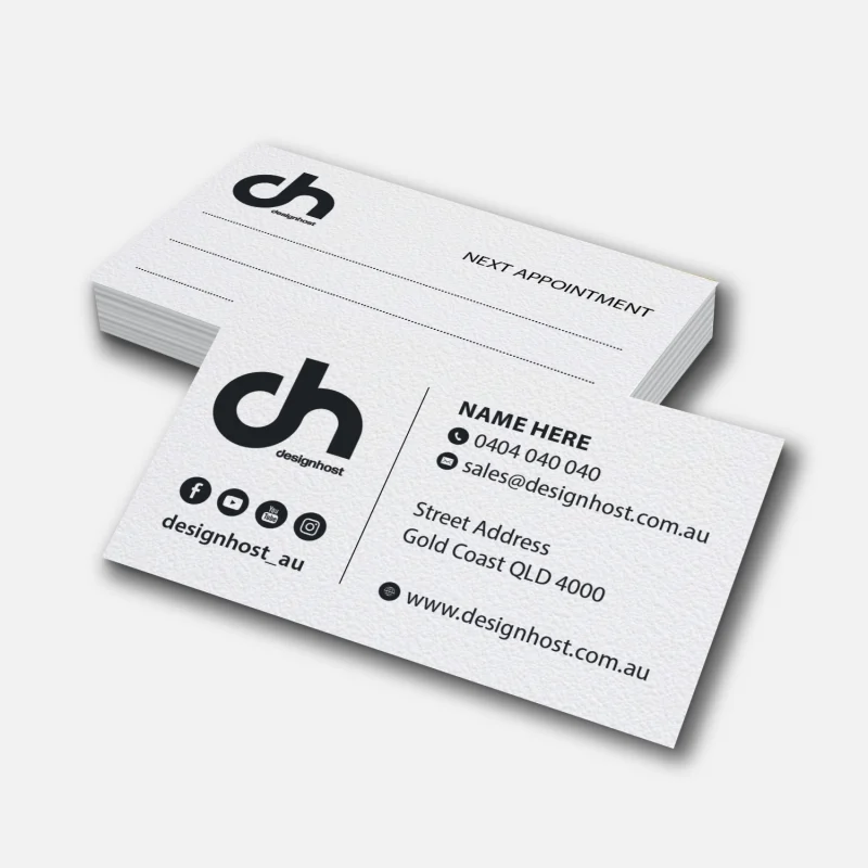Eggshell double sided business cards printed on the Gold Coast