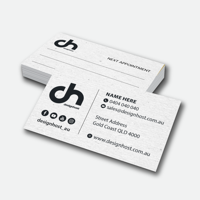 Recycled double sided business cards printed on the Gold Coast