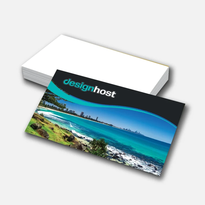 Single sided gloss laminate business cards printed on the Gold Coast
